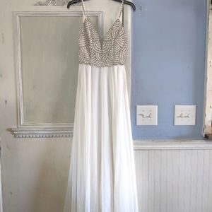 White chiffon wedding, prom, or event dress